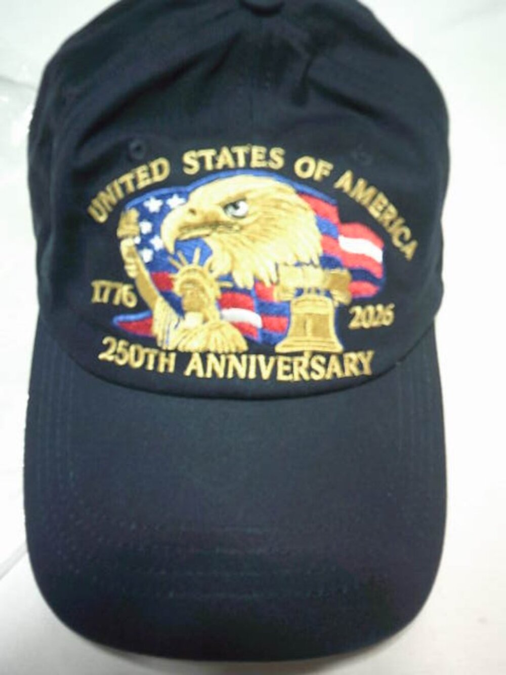NEW 250TH ANNIVERSARY HAT USA BLK ADJUSTABLE BASEBALL CAP 1776-2026 EMBROIDERED